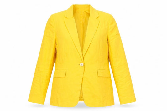 Mango Women's Yellow Linen Blazer Size 16 Regular Fit