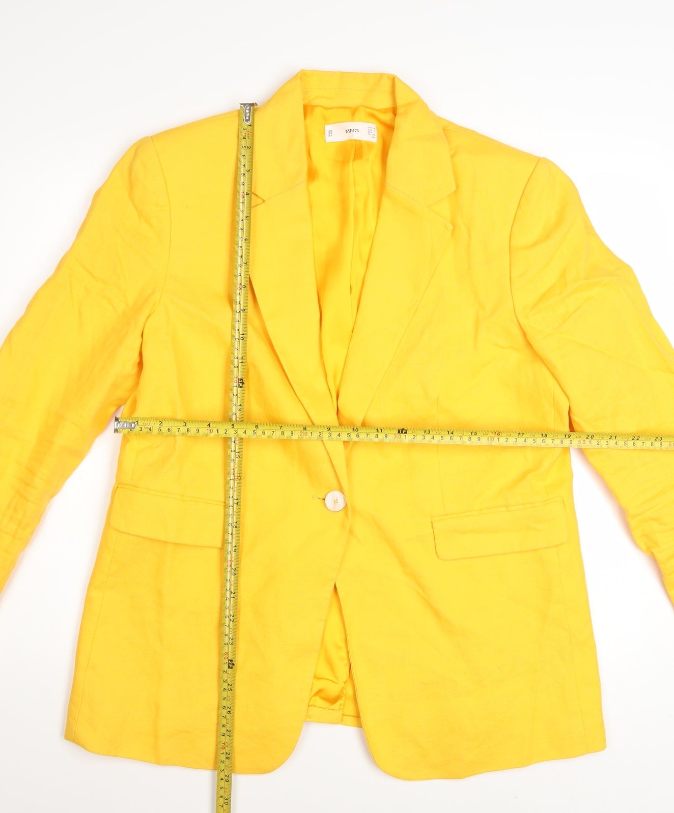 Mango Women's Yellow Linen Blazer Size 16 Regular Fit