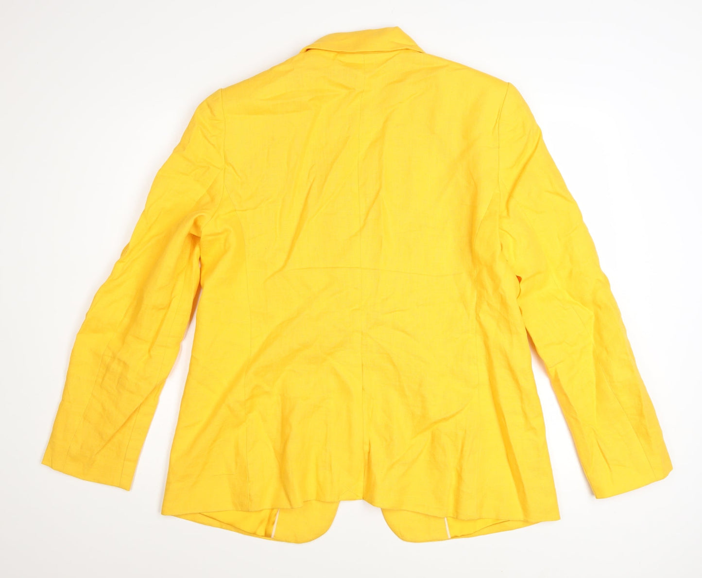 Mango Women's Yellow Linen Blazer Size 16 Regular Fit