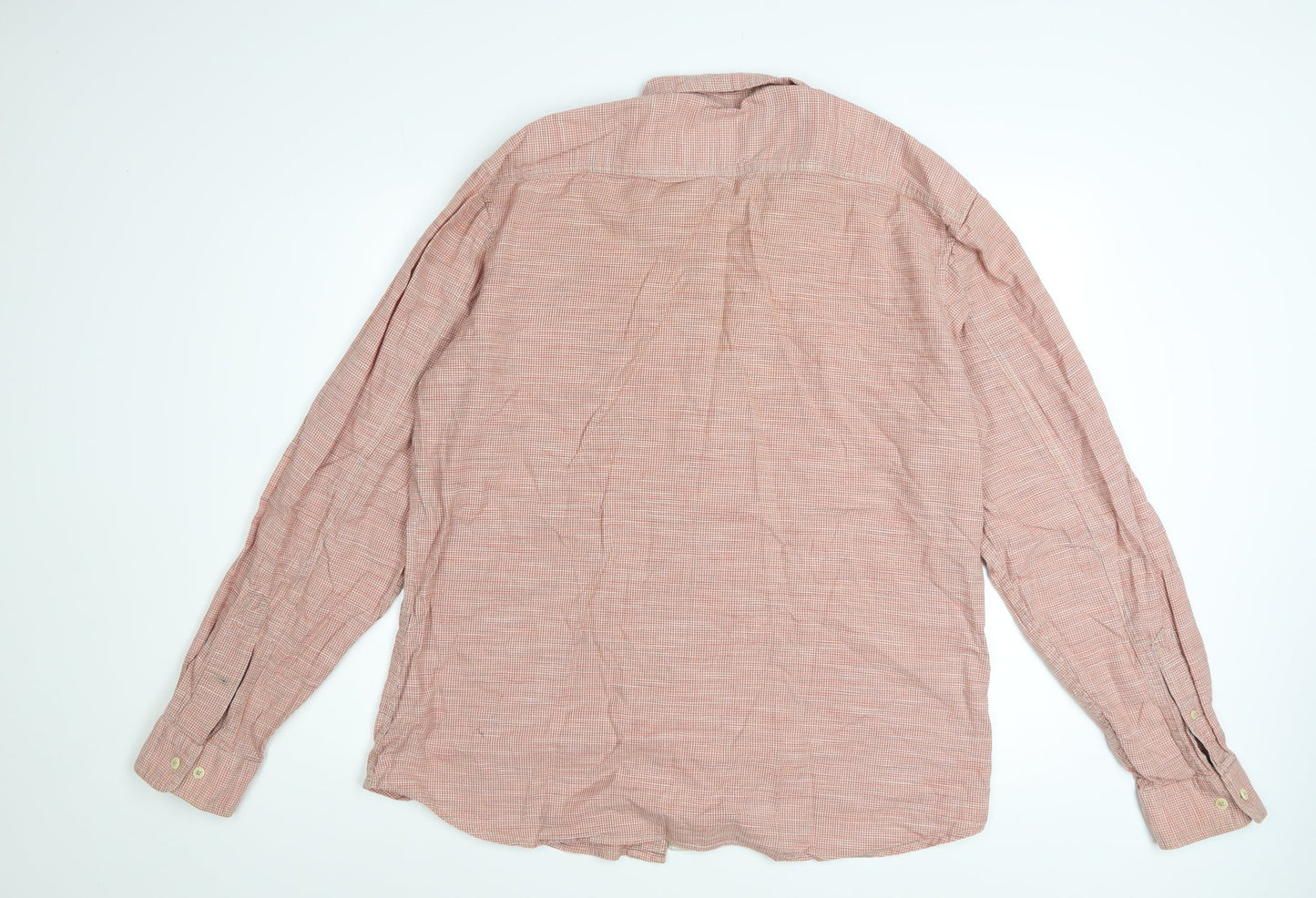 Marks and Spencer Men’s Red Check Cotton Long Sleeve Button-Up Shirt XL