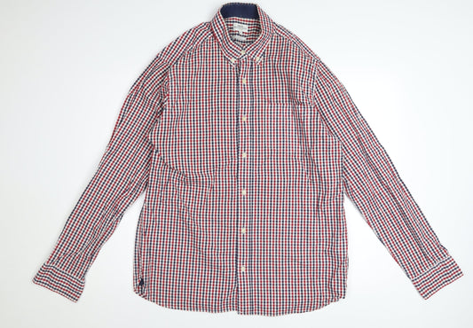 Next Men's Multicoloured Checked Long Sleeve Cotton Button-Up Shirt XL