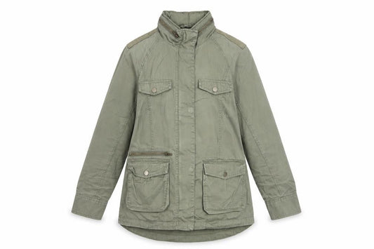 Marks and Spencer Women Khaki Green Military Jacket UK 12 Cotton Lined