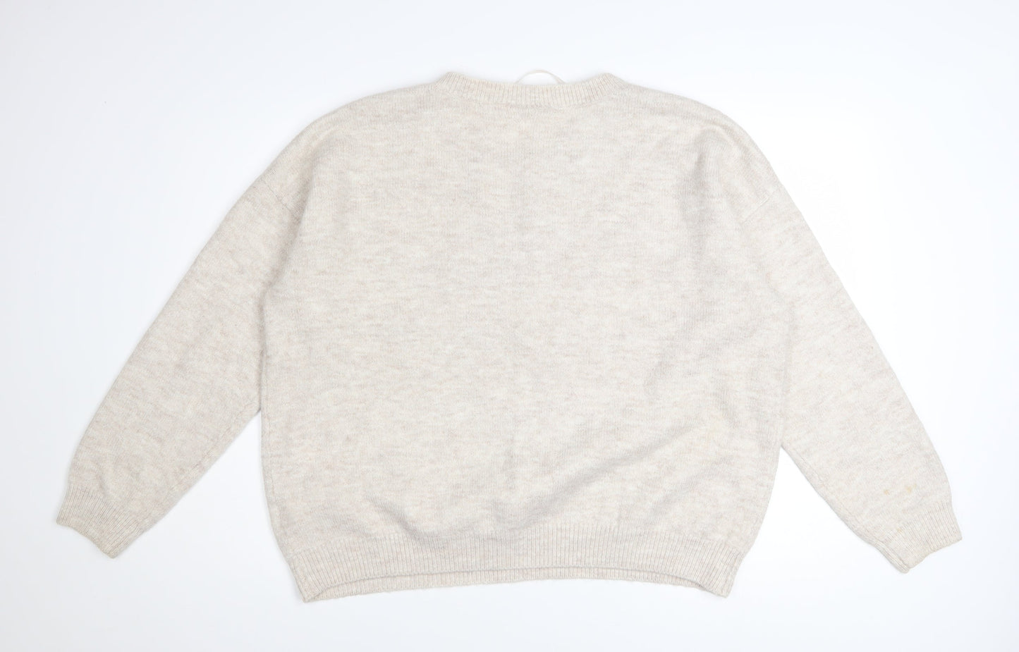 Lyrics By Ink Womens Beige L Christmas Jumper Pullover Sweater