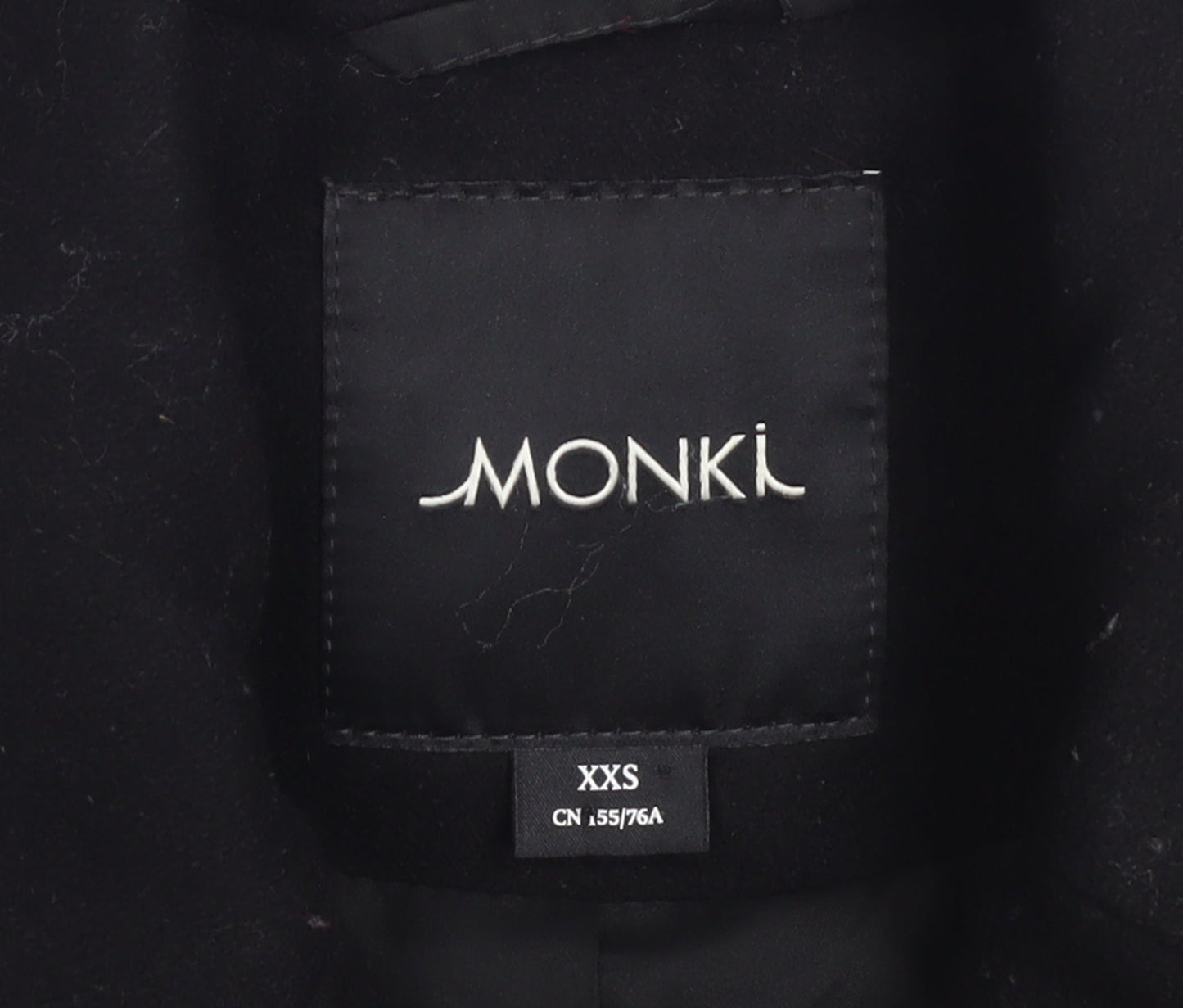 Monki Womens Black Wool Blend Pea Coat XXS Regular Fit
