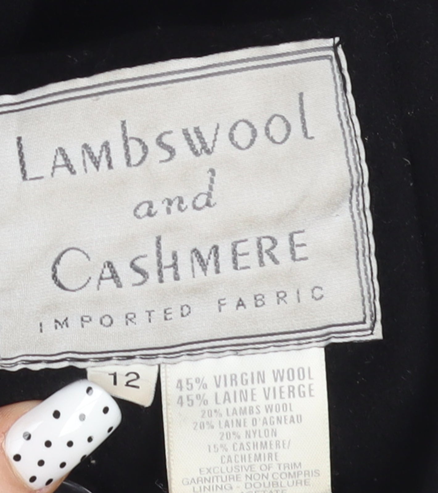 Life Styles Womens Black Wool Cashmere Hooded Coat Size 12