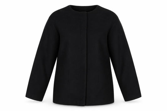 Marks and Spencer Womens Black Size 16 Collarless Wool Blend Jacket
