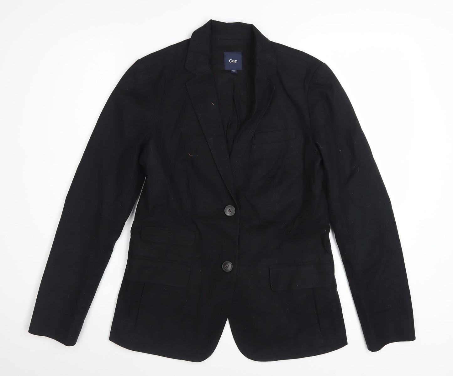 GAP Women's Black Cotton Blazer Size 6 Two-Button Single-Breasted
