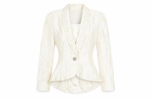 Jeffrey & Dara Women’s Ivory Embroidered Single Button Blazer Size 10