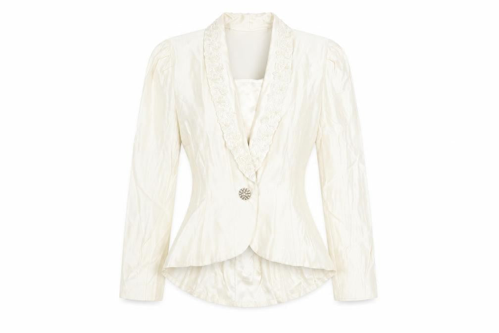 Jeffrey & Dara Women’s Ivory Embroidered Single Button Blazer Size 10