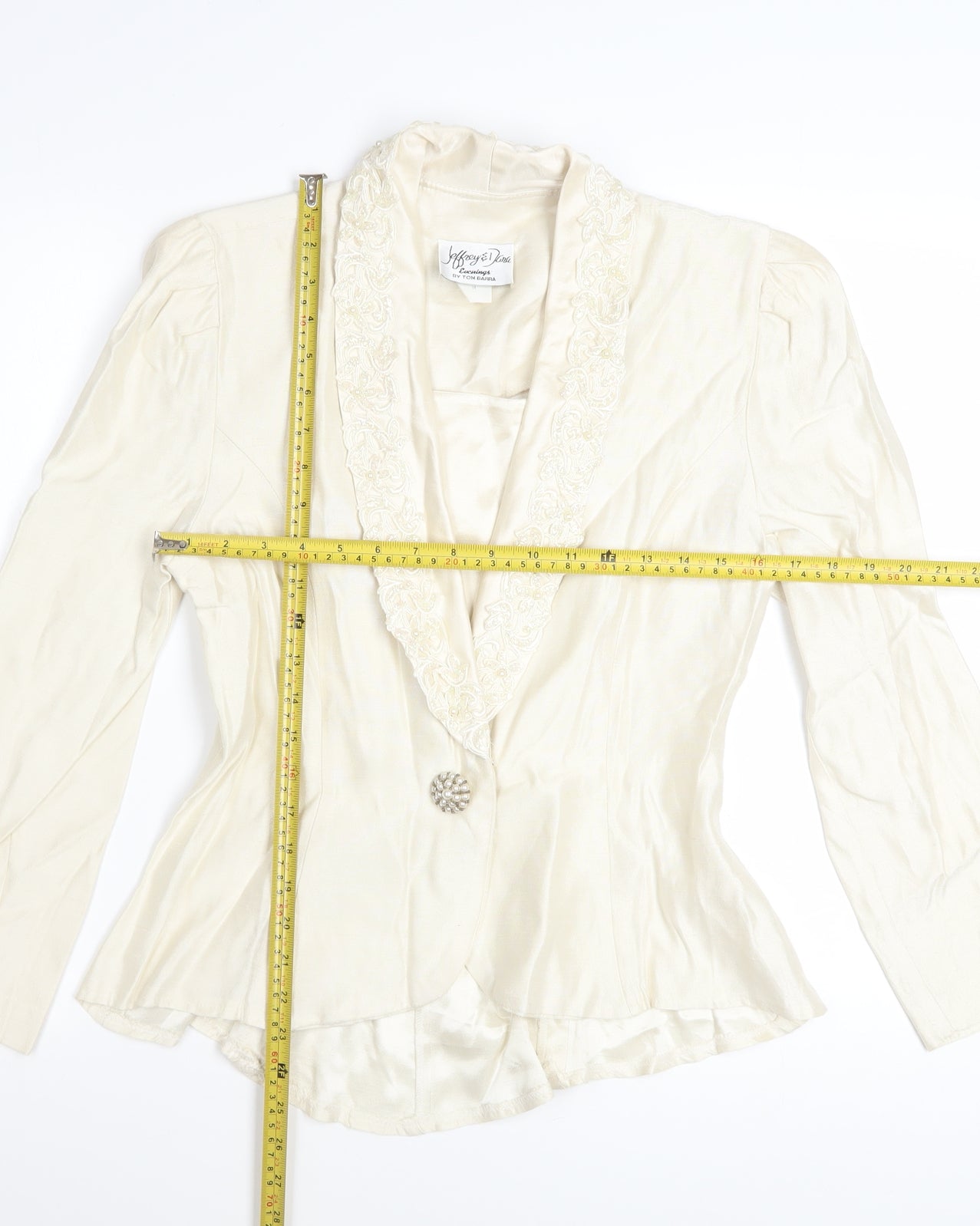 Jeffrey & Dara Women’s Ivory Embroidered Single Button Blazer Size 10