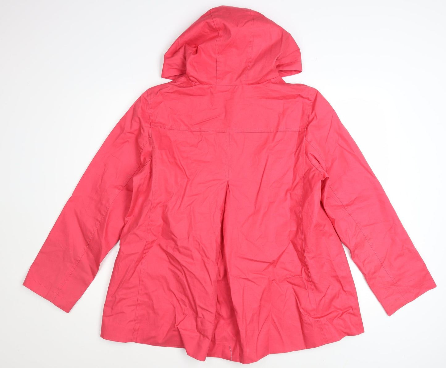 Talbots Women's Pink Hooded Rain Coat Jacket L Cotton Mid-Length