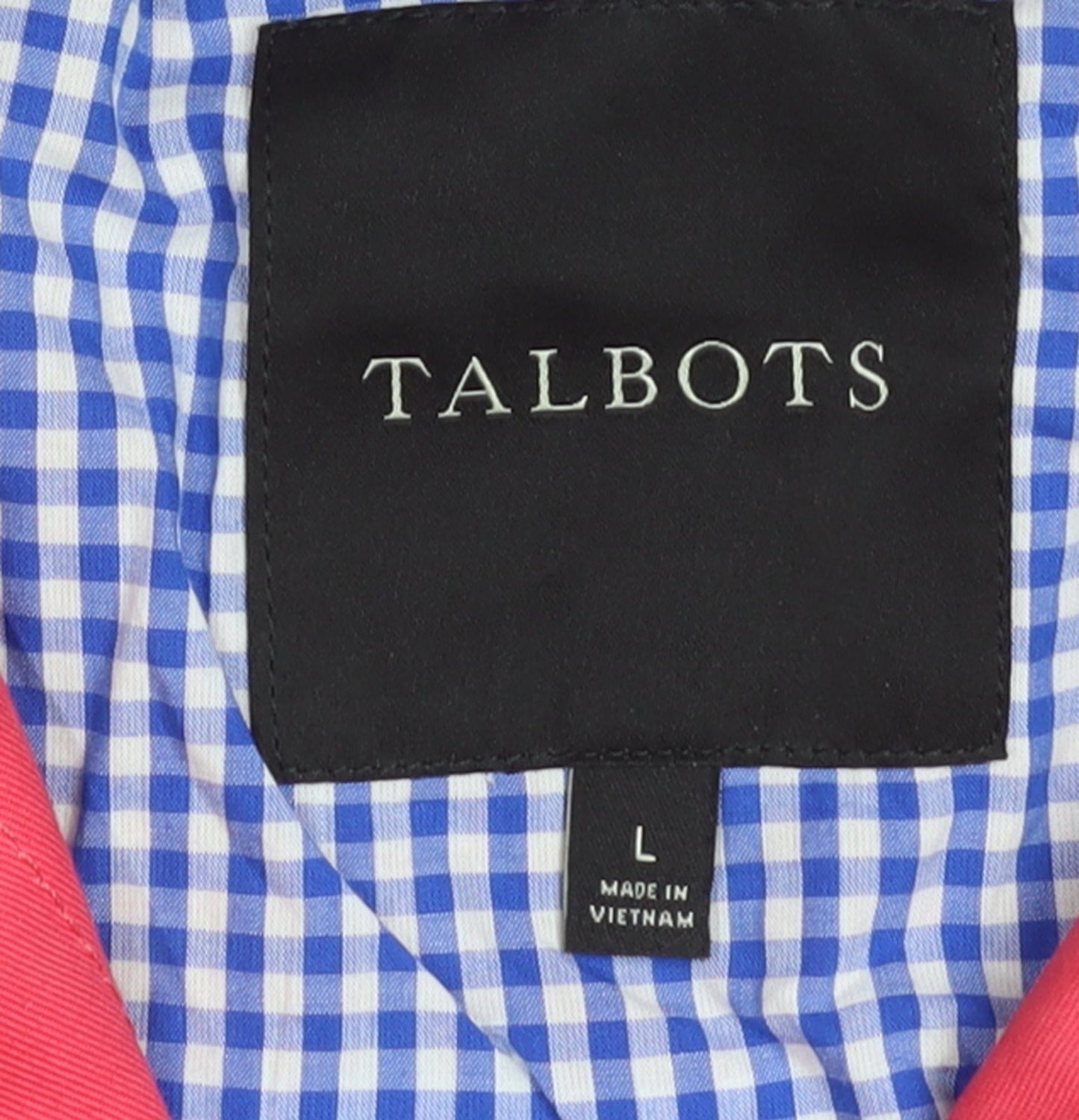 Talbots Women's Pink Hooded Rain Coat Jacket L Cotton Mid-Length