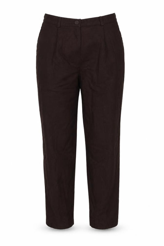 Norton McNaughton Women’s Brown Wool Pleated High Waist Trousers Size 10