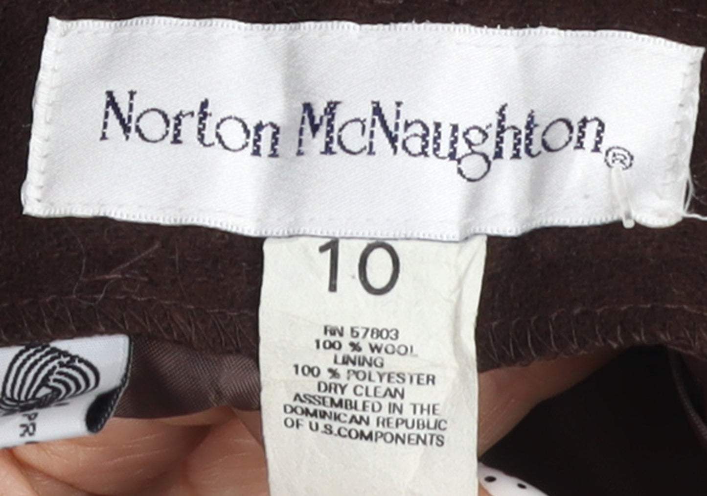Norton McNaughton Women’s Brown Wool Pleated High Waist Trousers Size 10