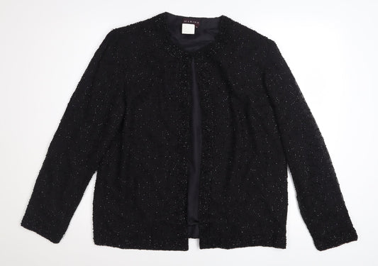 Marina Womens Black Beaded Open Front Formal Jacket Size M