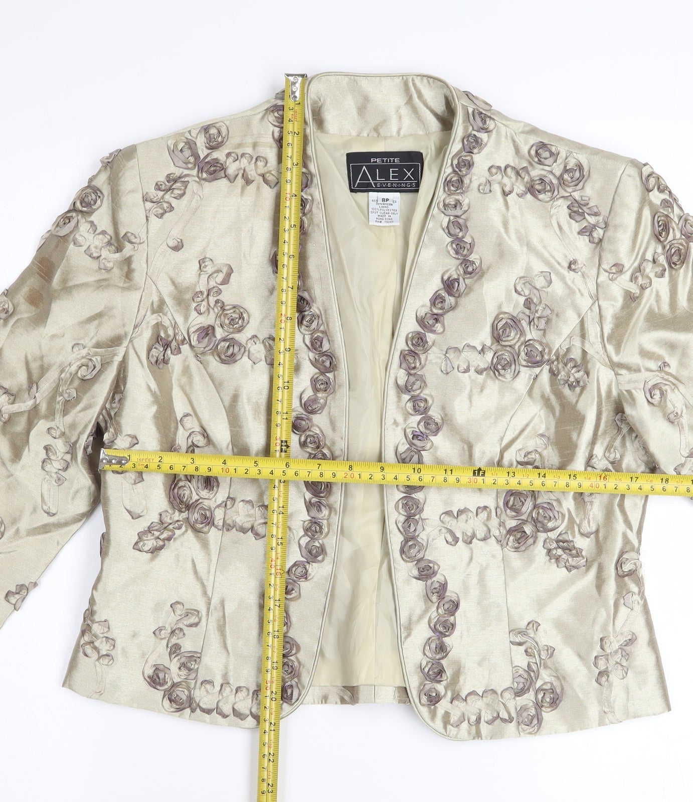 Alex Evenings Women's Petite Gold Embroidered Satin Blazer Size 8P
