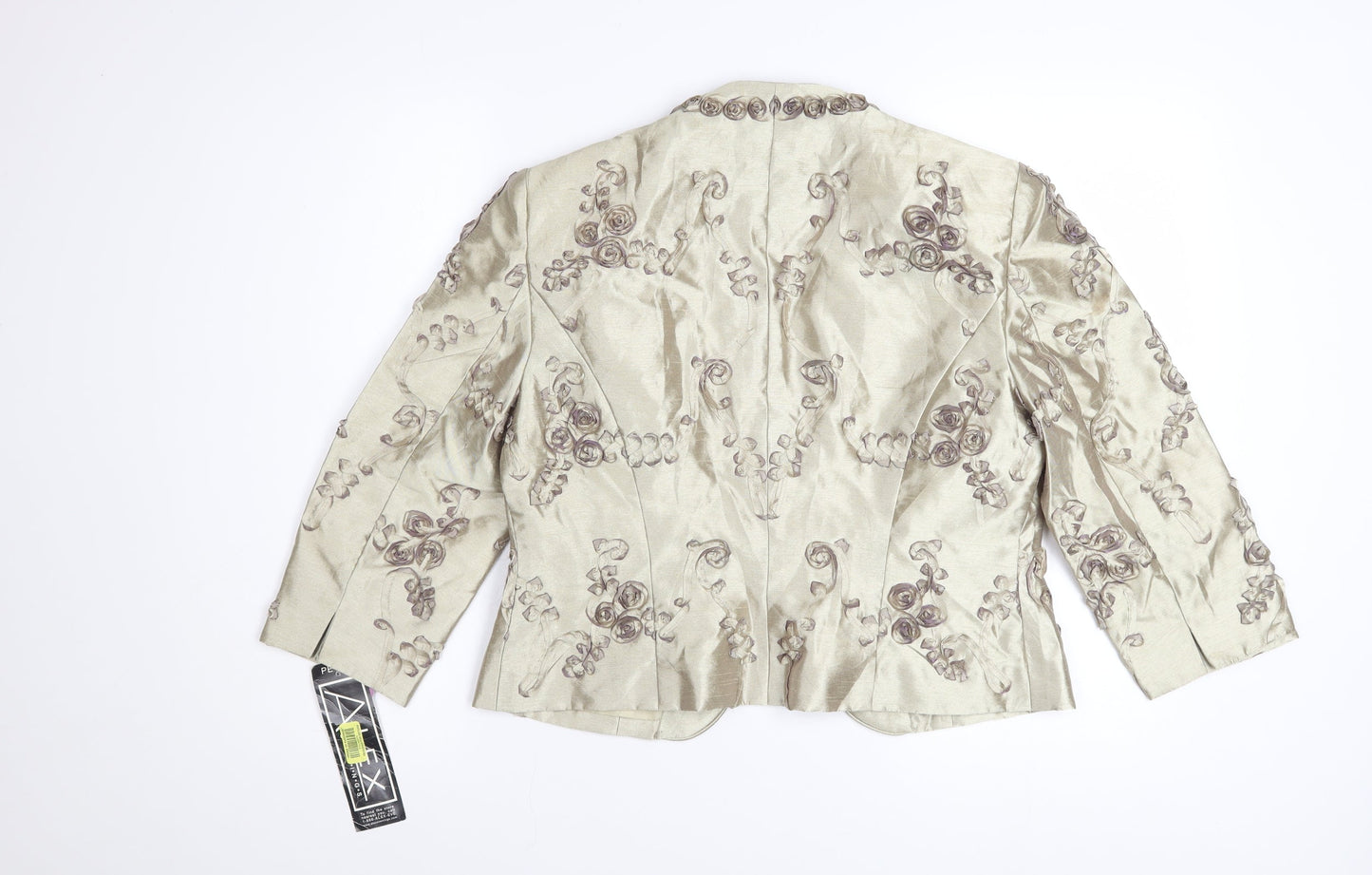 Alex Evenings Women's Petite Gold Embroidered Satin Blazer Size 8P