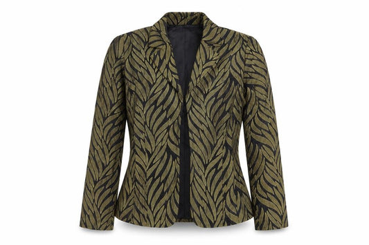 Jessica Howard Petite Green Leaf Pattern Blazer Women's Size 10