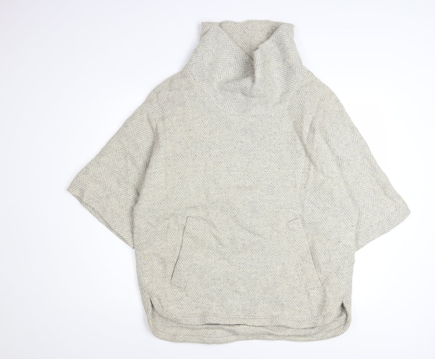 J.Crew Women Beige Wool Blend Cowl Neck Cape Jumper Size M