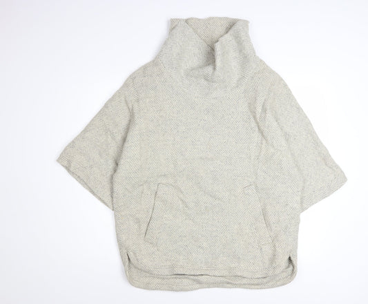 J.Crew Women Beige Wool Blend Cowl Neck Cape Jumper Size M