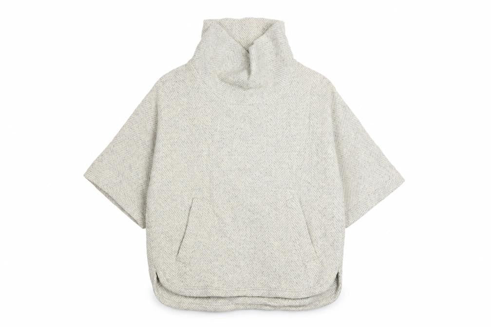 Front view of J.Crew Women Beige Wool Blend Cowl Neck Cape Jumper, size M