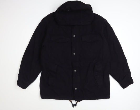 Abercrombie & Fitch Men's Black Wool Blend Hooded Parka Jacket M
