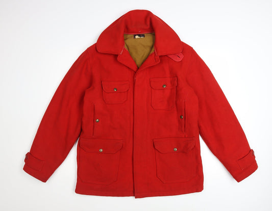 Woolrich Women's Red Wool Lined Mid-Length Parka Coat M
