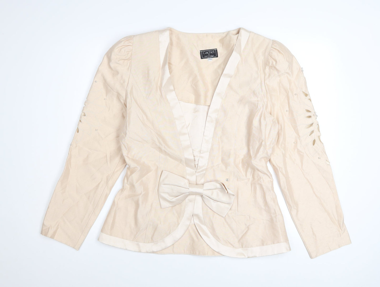 Cachet by Bari Protas Women’s Beige Formal Bow Blazer Size 12