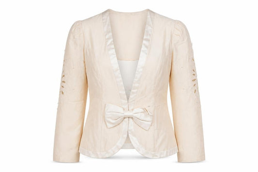 Cachet by Bari Protas Women’s Beige Formal Bow Blazer Size 12