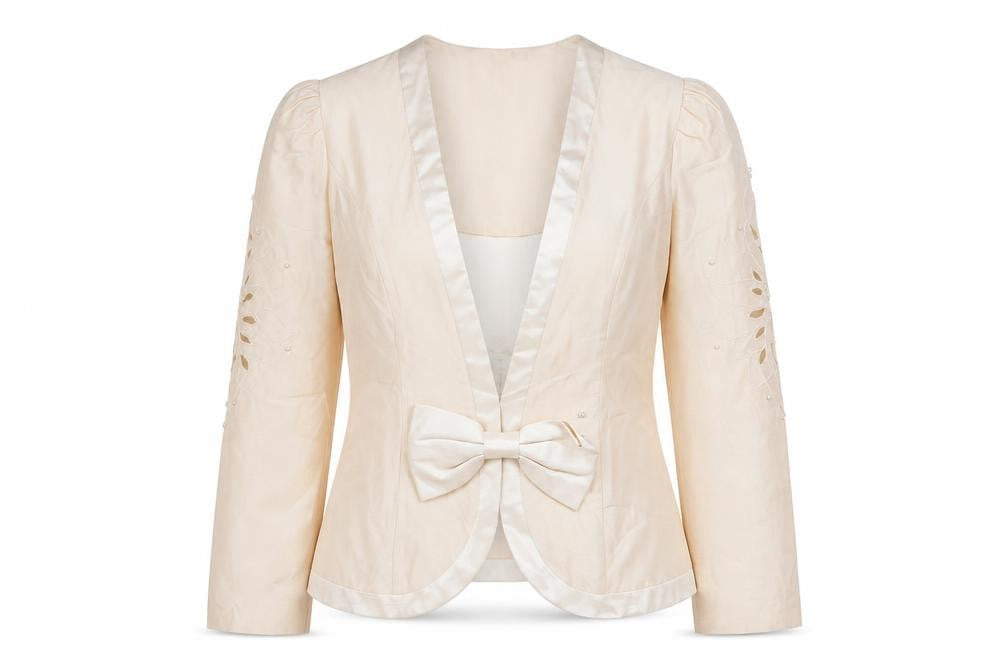 Cachet by Bari Protas Women’s Beige Formal Bow Blazer Size 12