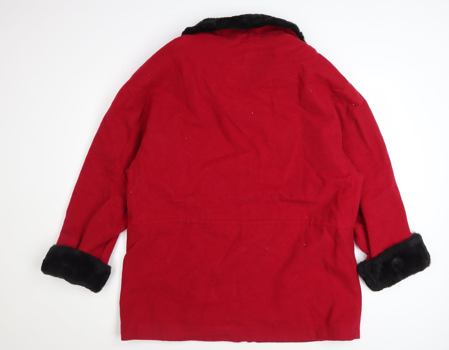 Braetan Women's Red Wool Bomber Jacket Faux Fur Collar Size M