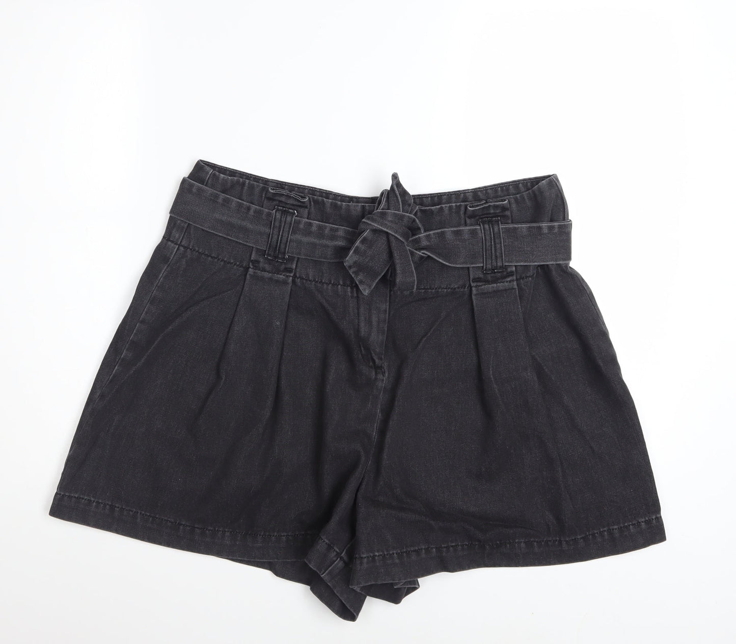 George Women’s Black Paperbag Shorts Size 16 Cotton Blend High Waist
