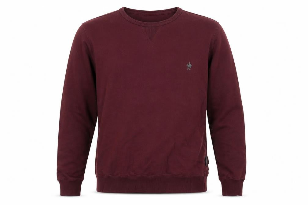 Front view of French Connection Men's Red Crew Neck Sweatshirt, size M