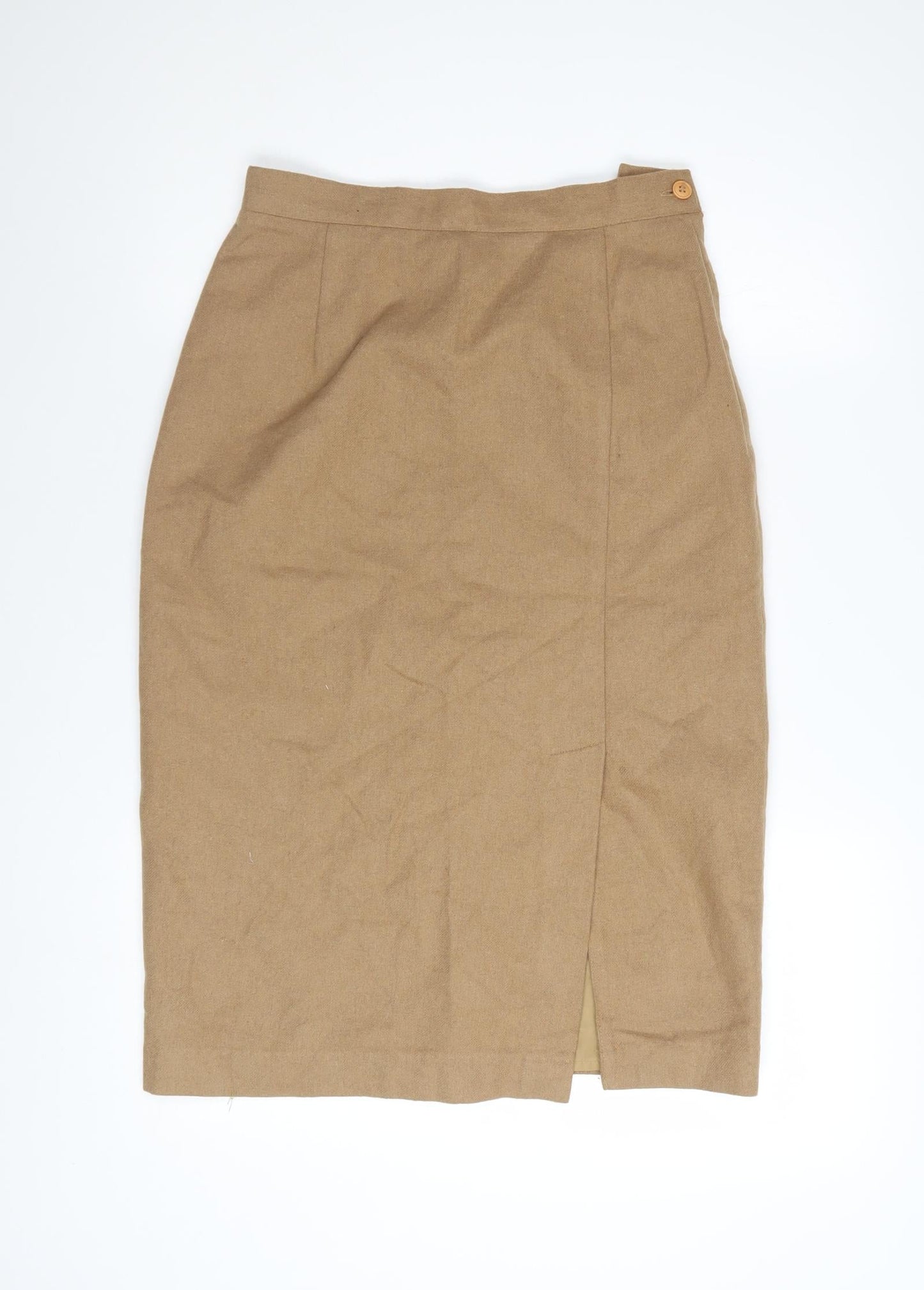SK & Company Women Beige Wool Blend Midi Pencil Skirt Size 10