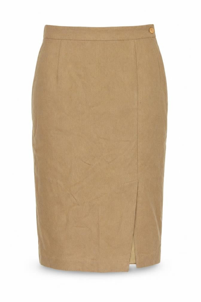 SK & Company Women Beige Wool Blend Midi Pencil Skirt Size 10