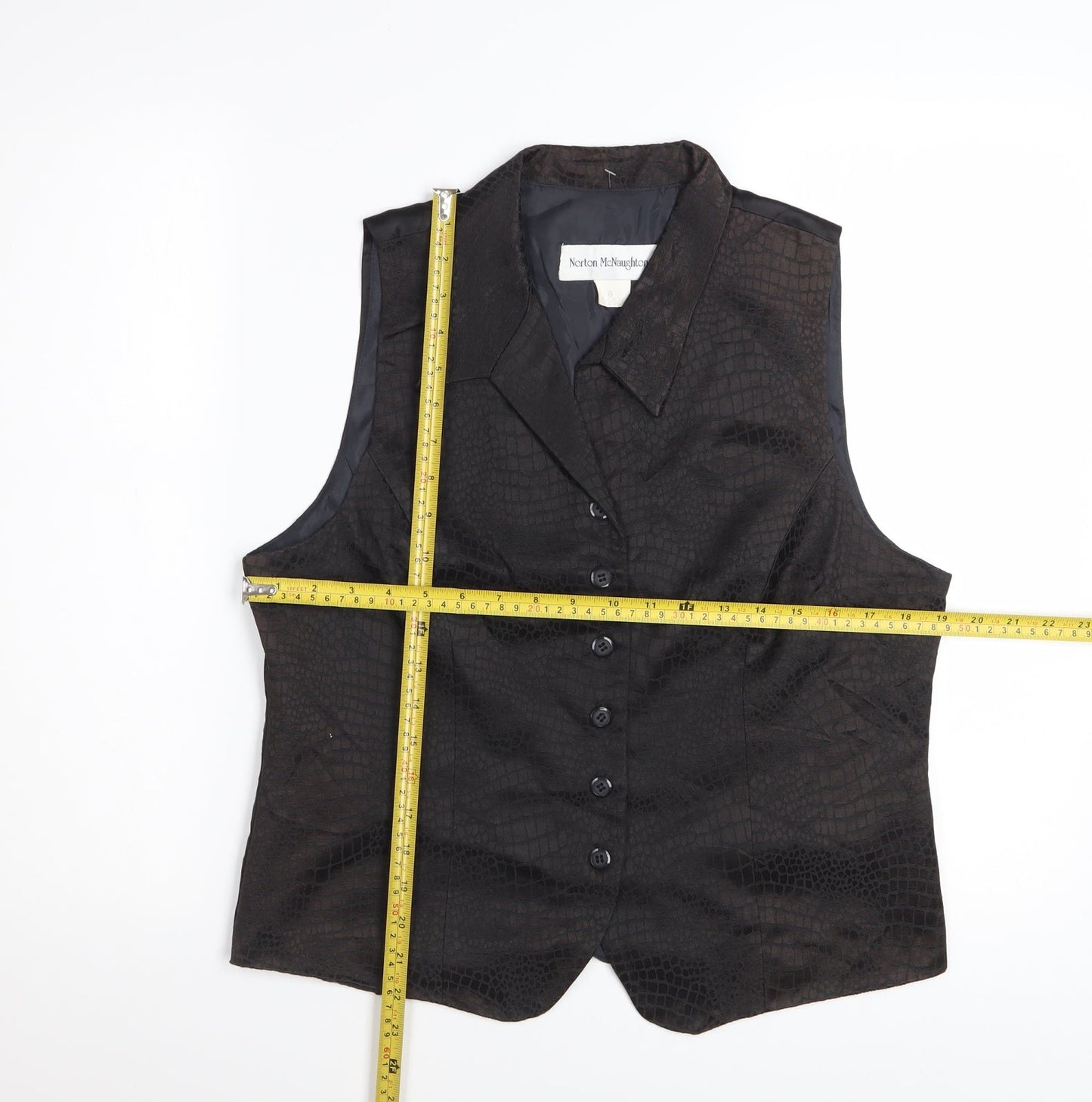Norton McNaughton Black Cotton Blend Sleeveless Suit Waistcoat Size 12