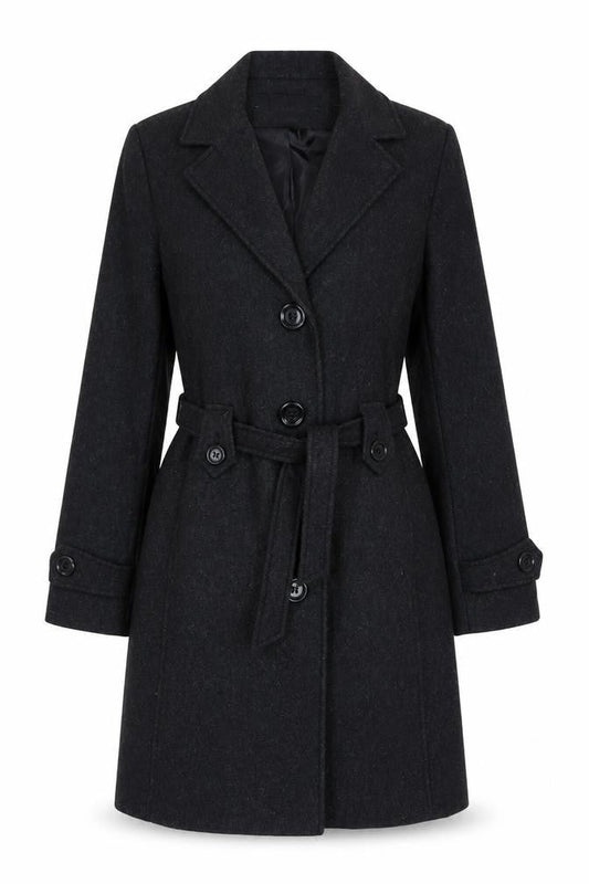New York & Company Women's Black Wool Trench Coat Size 10