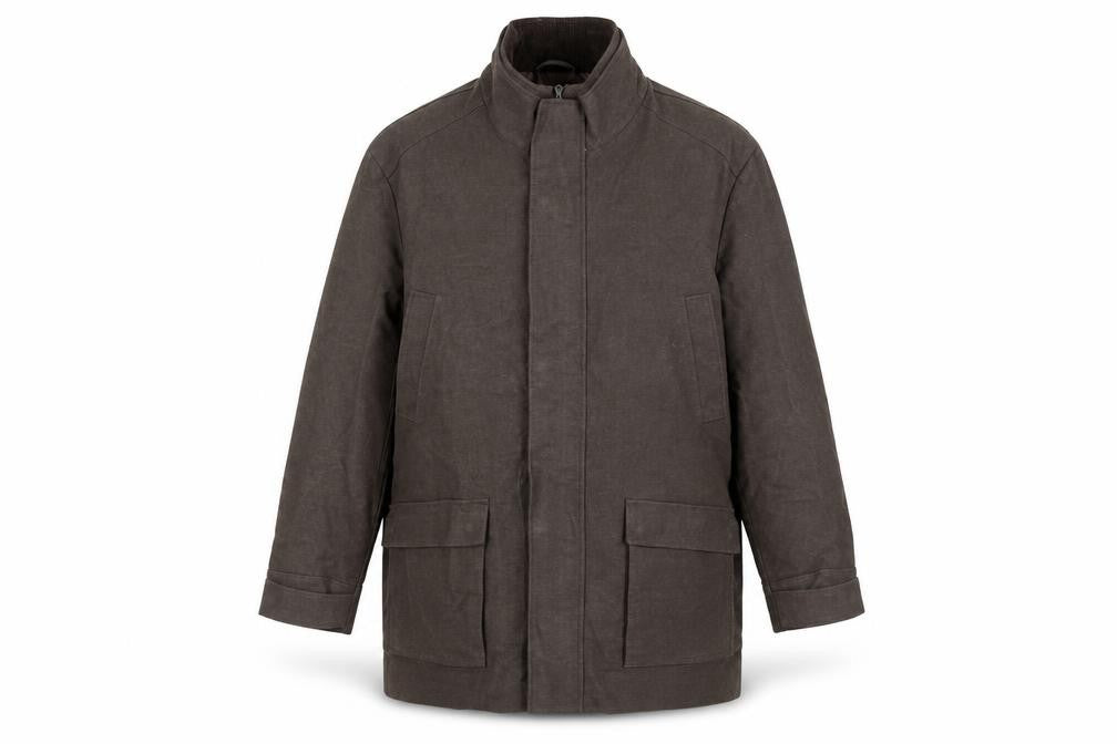 Front view of Thomas Nash Men's Brown 2XL Cotton Overcoat Jacket