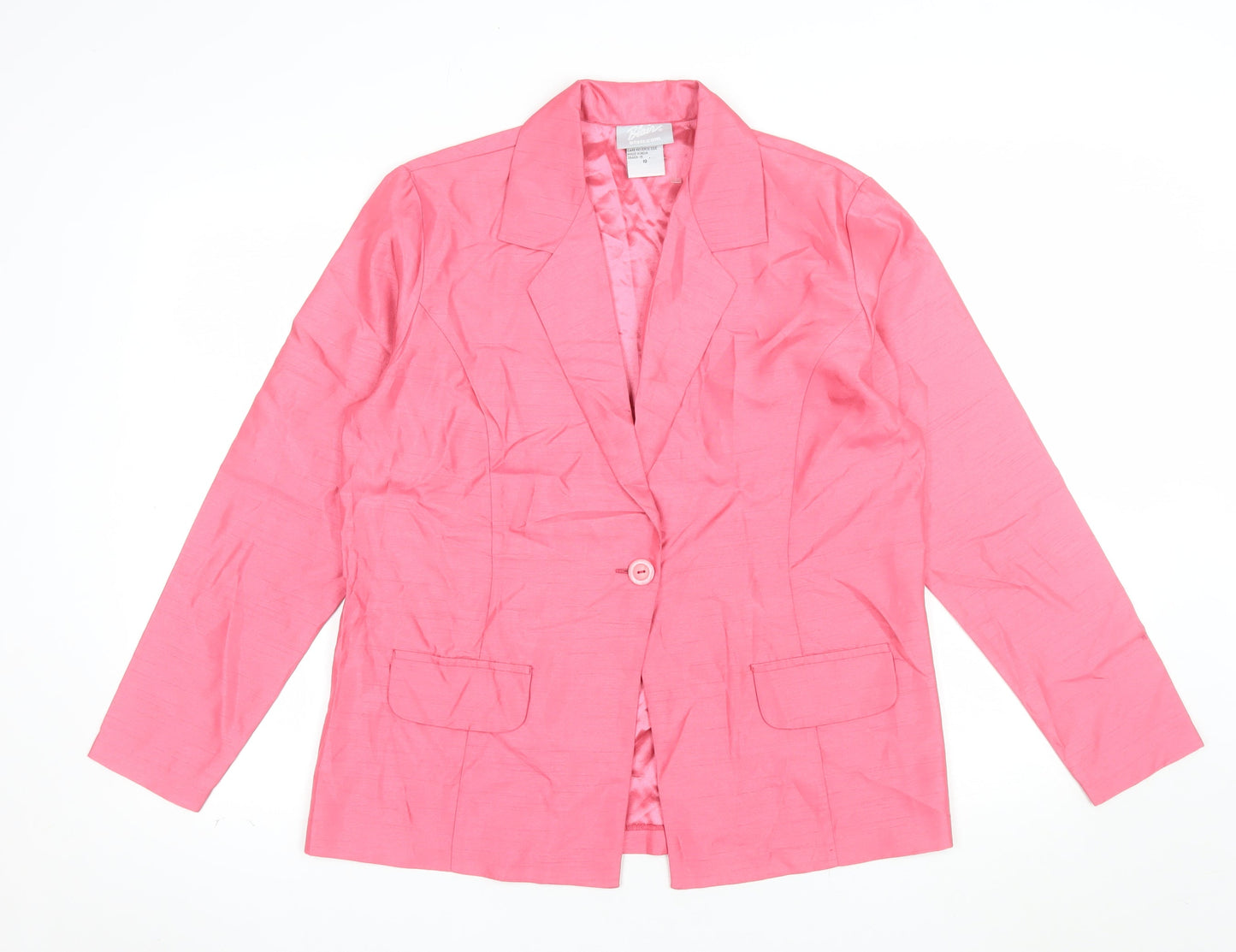 Blair Women's Pink Polyester Blazer Size 10 Lined Single-Breasted
