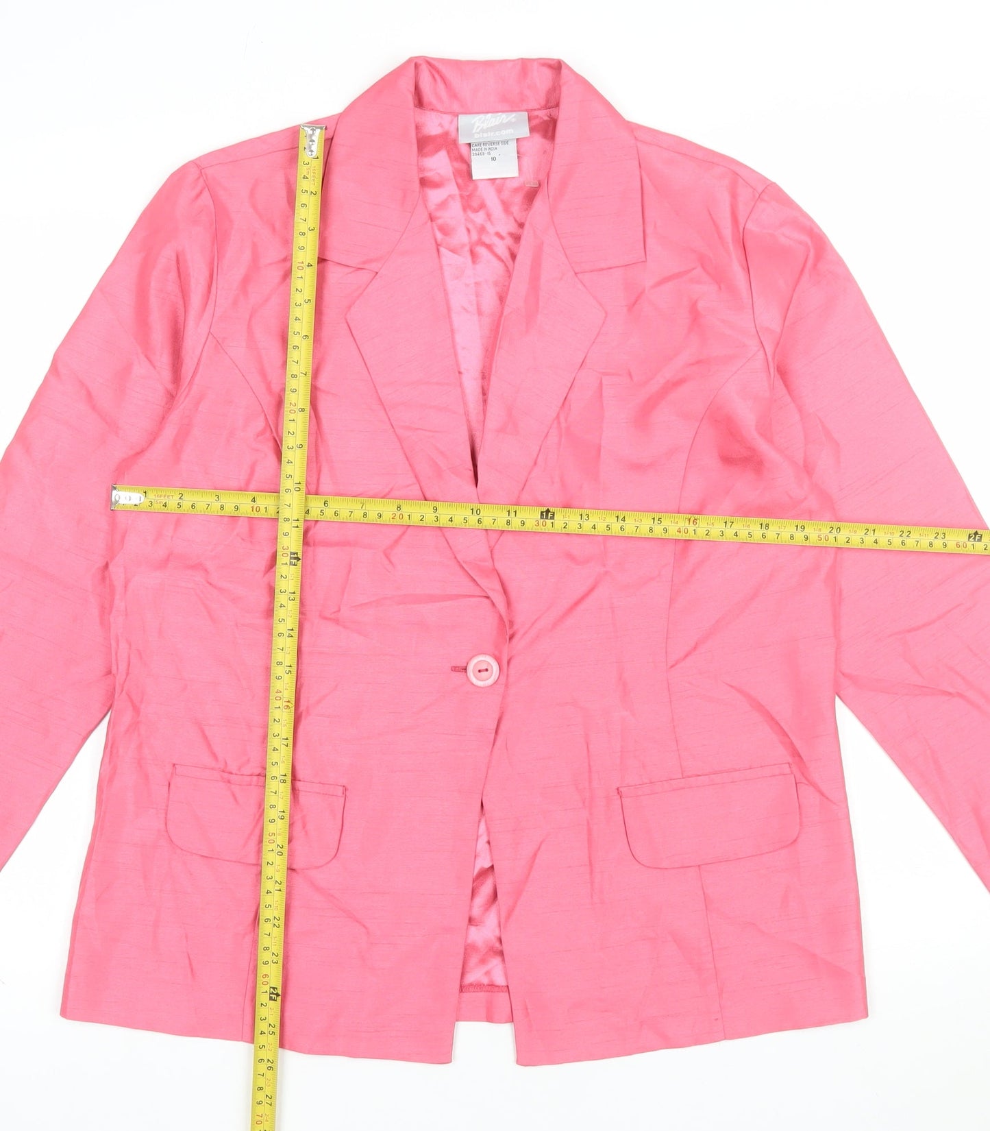 Blair Women's Pink Polyester Blazer Size 10 Lined Single-Breasted