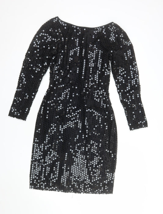 Icinoo Women's Black Sequin Bodycon Party Dress Size 8