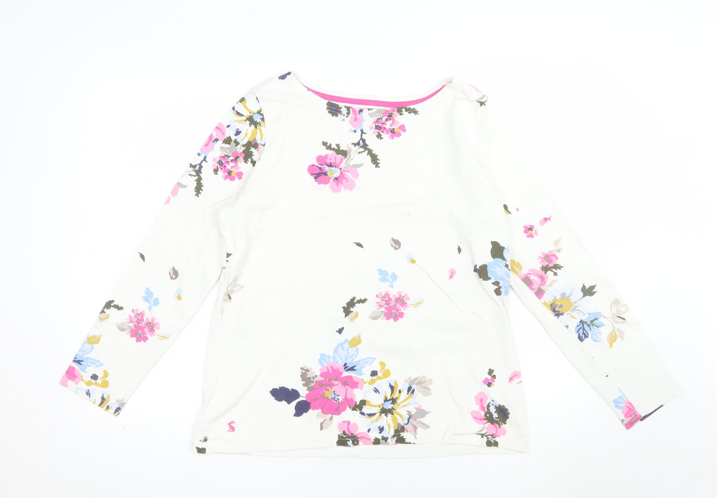 Joules Women’s White Floral Long Sleeve Cotton T-Shirt UK 12