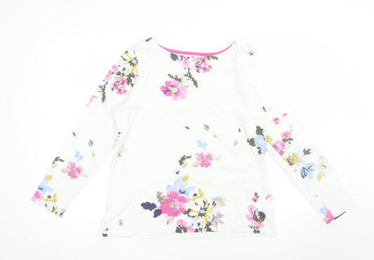 Joules Women’s White Floral Long Sleeve Cotton T-Shirt UK 12