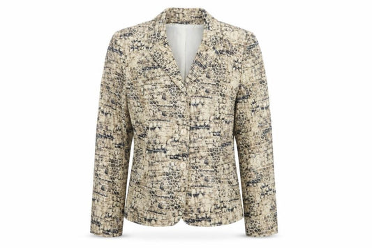 Norton McNaughton Women's Beige Animal Print Polyester Blazer Size 8