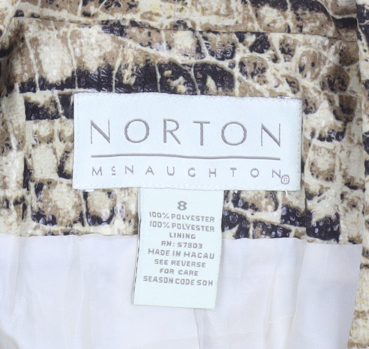 Norton McNaughton Women's Beige Animal Print Polyester Blazer Size 8