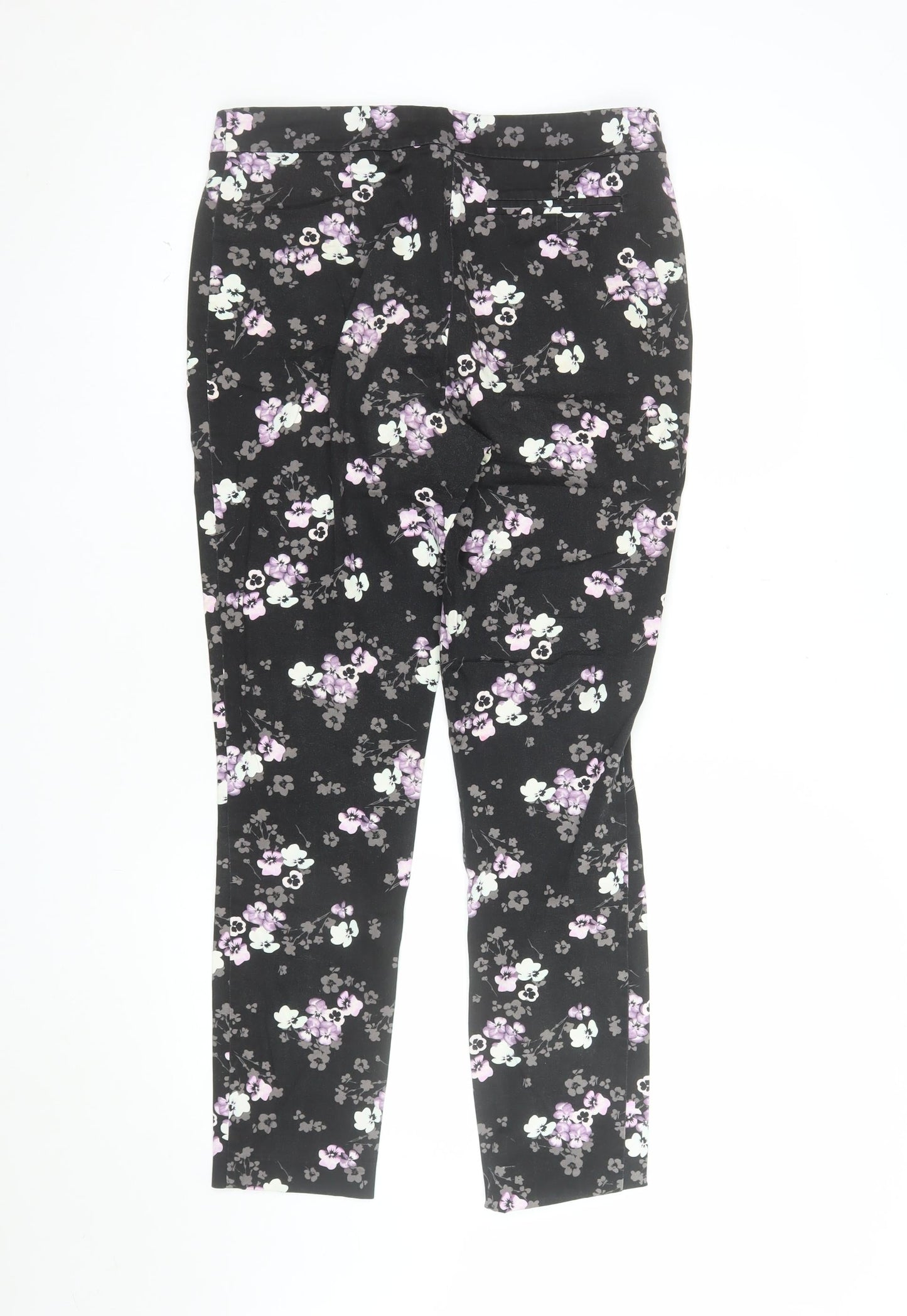 Red Herring Womens Black Floral Slim Fit Stretch Trousers Size 10
