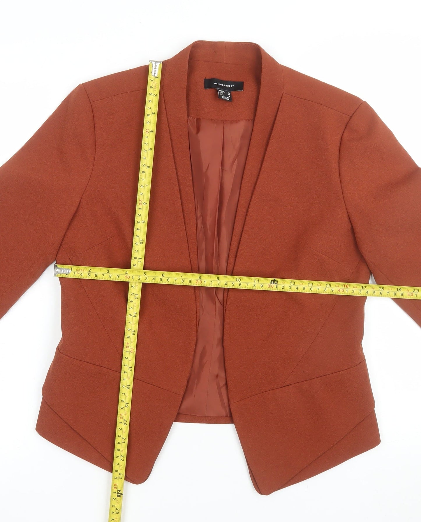 Atmosphere Women's Brown Size 10 Open Front Lined Blazer