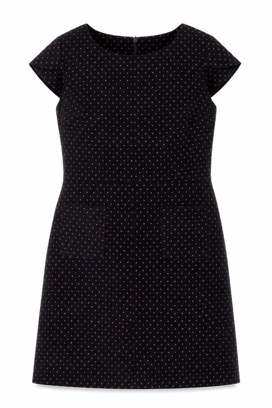 Next Women's Black Polka Dot Shift Dress Size 10 Short Sleeve