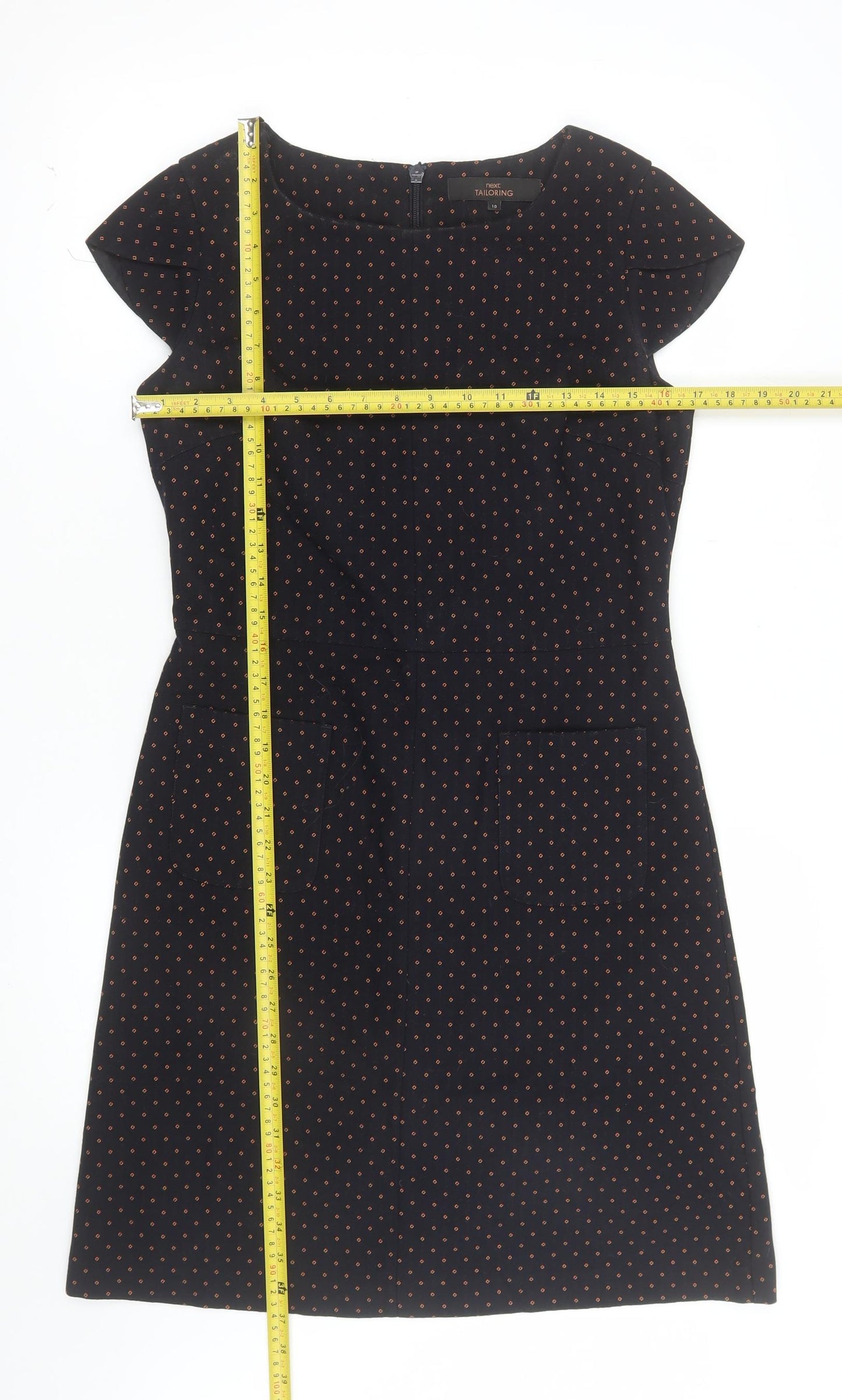 Next Women's Black Polka Dot Shift Dress Size 10 Short Sleeve