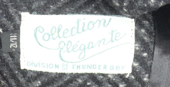 Collection Elégante Women's Black Wool Blend Herringbone Mid-Length Coat Size 12